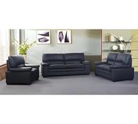 Vente-unique - Canapés 3 Places 2 Places et Un Fauteuil en Cuir de Buffle Mimas - Noir