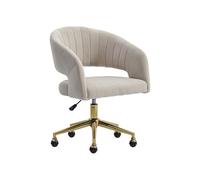 Vente-unique - Chaise de Bureau en Velours - Beige et doré - Hauteur réglable - TIRIESI