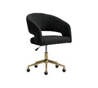 Vente-unique - Chaise de Bureau en Velours - Noir et doré - Hauteur réglable - TIRIESI