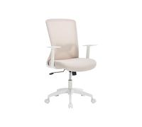 Chaise de bureau DELVORA en tissu Beige et blanc - Hauteur réglable, Ergonomique