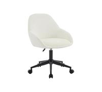 Vente-unique - Chaise de Bureau - Tissu Bouclette - Blanc Ivoire - Hauteur réglable - NAODY
