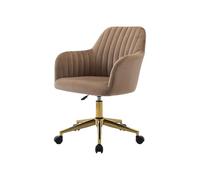 Vente-unique - Chaise de Bureau - Velours - Beige et doré - Hauteur réglable - Eleana