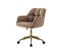 Vente-unique - Chaise de Bureau - Velours - Beige et doré - Hauteur réglable - PEGA