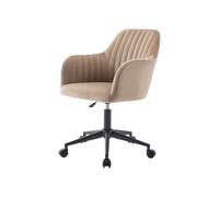 Vente-unique - Chaise de Bureau - Velours - Beige et Noir - Hauteur réglable - Eleana