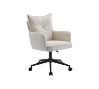 Chaise de bureau - Velours côtelé - Crème et noir - Hauteur réglable - BATARU