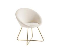 Chaise en tissu bouclette et métal doré - Blanc - BURBAN