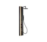 Vente-unique - Colonne de douche hydromassante en aluminium et bambou - Mitigeur mécanique - P40 x H140 cm - ORLETA