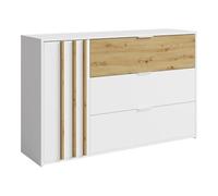 Commode 3 tiroirs et 1 porte - Coloris : Naturel et blanc - TUNALO