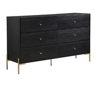 Vente-unique - Commode 6 tiroirs - MDF et métal - Noir et doré - MILAVIA