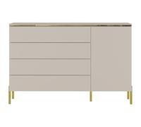 Vente-unique - Commode avec 4 tiroirs et 1 porte - Beige et doré - VUKIA