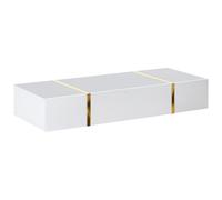 Vente-unique - Console Suspendue avec 3 Portes - Blanc Brillant et doré - MARZIALO
