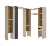 Dressing d'angle extensible DORIAN - L164/234 cm - Chêne et gris