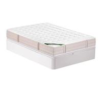 Vente-unique - Ensemble 140 x 190 cm sommier Coffre Blanc + Matelas Ressorts ensachés 5 Zones Accueil mémoire de Forme et coutil Anti-punaises de lit ép.24 cm - VIREVO de NATUREA