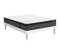 Vente-unique - Ensemble 140 x 190 cm sommier tapissier + Matelas Hybride Ressorts ensachés 7 Zones et Gel à mémoire de Forme ép.25cm - TOLCA de YSMÉE