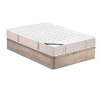 Vente-unique - Ensemble 160 x 200 cm sommier Coffre Naturel Clair + Matelas Ressorts ensachés 5 Zones Accueil mémoire de Forme et coutil Anti-punaises de lit ép.24 cm - VIREVO de NATUREA