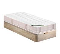 Vente-unique - Ensemble 90 x 190 cm sommier Coffre Naturel Clair + Matelas Ressorts ensachés 5 Zones Accueil mémoire de Forme et coutil Anti-punaises de lit ép.24cm - VIREVO de NATUREA