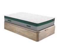 Vente-unique - Ensemble 90 x 190 cm sommier Coffre Naturel Clair + Matelas Ressorts ensachés ép.22cm - Prestige de YSMÉE