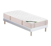 Vente-unique - Ensemble 90 x 190 cm sommier tapissier + Matelas Ressorts ensachés 5 Zones Accueil mémoire de Forme et coutil Anti-punaises de lit ép.24 cm - VIREVO de NATUREA