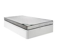 Vente-unique - Ensemble cadre de lit avec coffre de lit + matelas en mousse - 140 x 190 cm - Housse en bambou - Épaisseur 15 cm - Blanc - Kanani de NATUREA