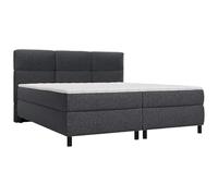Ensemble complet boxspring tête de lit capitonnée + sommiers + matelas + surmatelas - 2 x 80 x 200 cm - Tissu - Anthracite - LODI