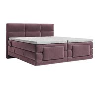 Ensemble complet boxspring tête de lit capitonnée + sommiers relaxation électrique + matelas + surmatelas - 2 x 90 x 200 cm - Tissu - Bordeaux - LODI