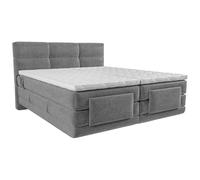 Vente-unique - Ensemble Complet boxspring tête de lit capitonnée + sommiers Relaxation électrique + Matelas + surmatelas - 2 x 90 x 200 cm - Tissu - Gris Clair - LODI de Palacio