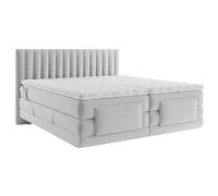 Ensemble complet boxspring tête de lit coutures verticales + sommiers relaxation électrique + matelas + surmatelas - 2 x 90 x 200 cm - Velours - Gris