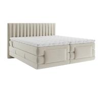 Vente-unique - Ensemble Complet boxspring tête de lit Coutures Verticales + sommiers Relaxation électrique + Matelas + surmatelas - 2 x 90 x 200 cm - Velours - Beige - DONISI de Palacio