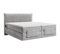 Vente-unique - Ensemble Complet boxspring tête de lit + sommiers Relaxation électrique + Matelas + surmatelas - 2 x 90 x 200 cm - Tissu - Gris Clair - ZANORO de Palacio