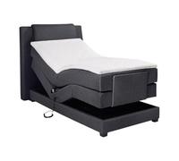 Vente-unique-Ensemble Complet boxspring tête de lit + sommiers Relaxation électrique + Matelas + surmatelas - 100 x 200 cm - Tissu - Anthracite - Castel II de Palacio