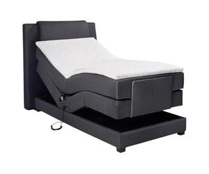 Vente-unique-Ensemble Complet boxspring tête de lit + sommiers Relaxation électrique + Matelas + surmatelas - 100 x 200 cm - Tissu - Anthracite - Castel II de Palacio
