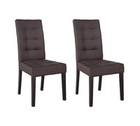 Vente-unique - Ensemble de 2 chaises VILLOSA - Tissu Marron et Pieds en Bois foncé