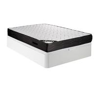 Vente-unique - Ensemble de cadre de lit avec coffre de lit + matelas - 140 x 190 cm - Ressorts ensachés 7 zones et mousse à mémoire de forme - Épaisseur 24 cm - Blanc - MERISI de YSMÃ E