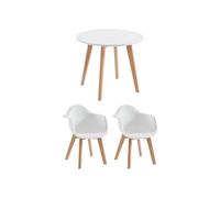 Vente-unique - Ensemble Table Enfant LOULOUNE + 2 chaises POUPINETTE - Blanc