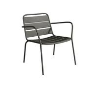 Vente-unique - Fauteuil Bas de Jardin empilable en métal - Gris Anthracite - MIRMANDE de MYLIA