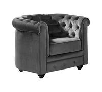 Vente-unique - Fauteuil Chesterfield - Velours Anthracite