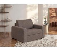 Vente-unique - Fauteuil Convertible Express en Tissu chiné Chocolat - Couchage 70 cm - Matelas 18 cm - CALITO