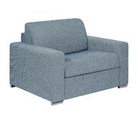 Fauteuil convertible express en tissu texturé bleu - Couchage à lattes larges 70 cm - Matelas 14 cm - CALITO