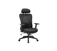 Fauteuil de bureau ergonomique avec têtière - Tissu - Noir - SORLITA