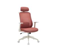 Fauteuil de bureau ergonomique avec têtière - Tissu - Terracotta et blanc - ZYLIRO