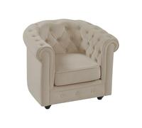 Vente-unique - Fauteuil en Velours Beige Chesterfield