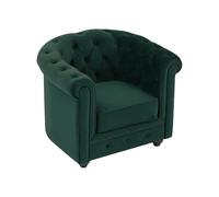 Vente-unique - Fauteuil en Velours Vert Chesterfield