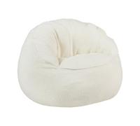 Fauteuil pouf coquillage en tissu bouclette blanc FONADO