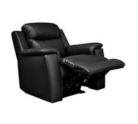 Vente-unique - Fauteuil relax 1 place Evasion - cuir noir | Cuir de vachette | Mécanisme de relaxation manuel