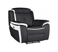 Vente-unique Fauteuil Relax électrique en Cuir Angelique - Noir/Blanc