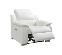 Vente-unique - Fauteuil Relax électrique en Cuir Blanc Arena III - Appuie-tête