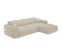 Grand canapé d'angle droit convertible en tissu chiné beige POGNI de Maison Céphy