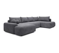 Vente-unique - Grand canapé d'angle Gauche panoramique Convertible en Tissu texturé Gris DAVISO