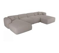 Vente-unique - Grand canapé d'angle panoramique en Tissu Gris POGNI de Maison Céphy