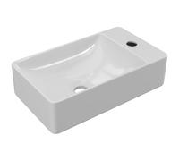 Vente-unique - Lave-main suspendu en céramique blanche - L38 x H10 x P22 cm - ERAVAL II